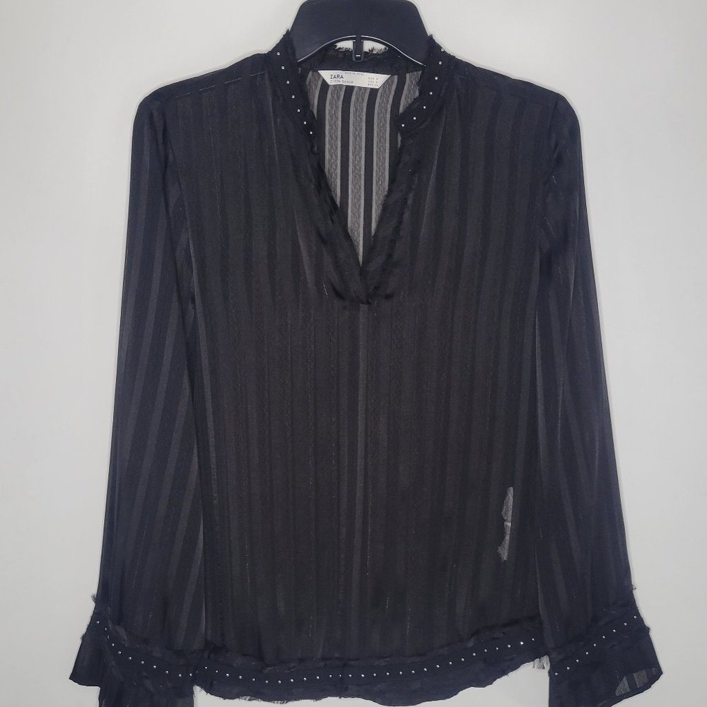 Zara Black Sheer Blouse